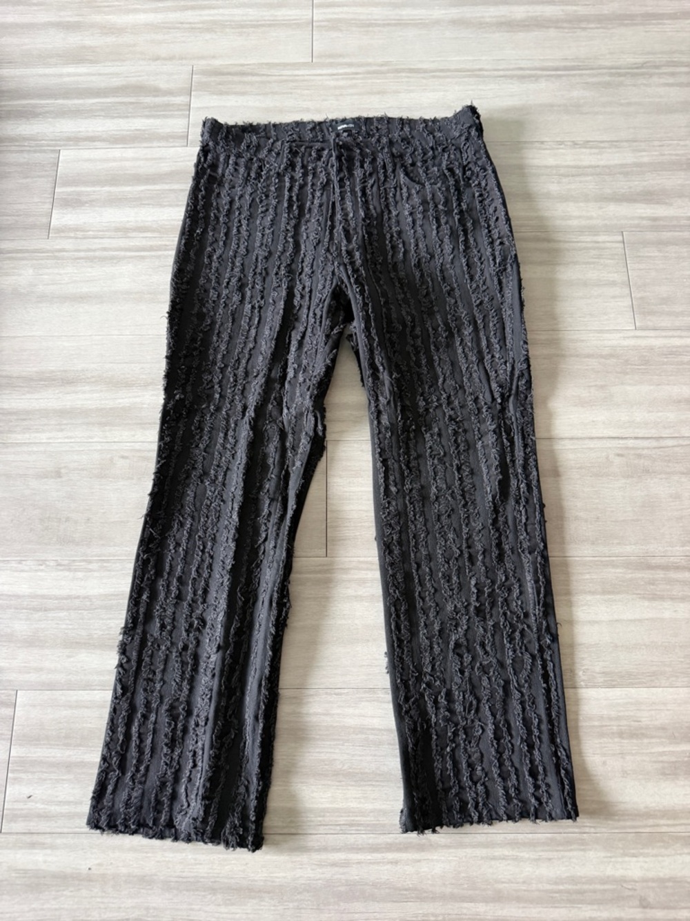 Black Men's Textured Straight-Leg Pants (36x32)